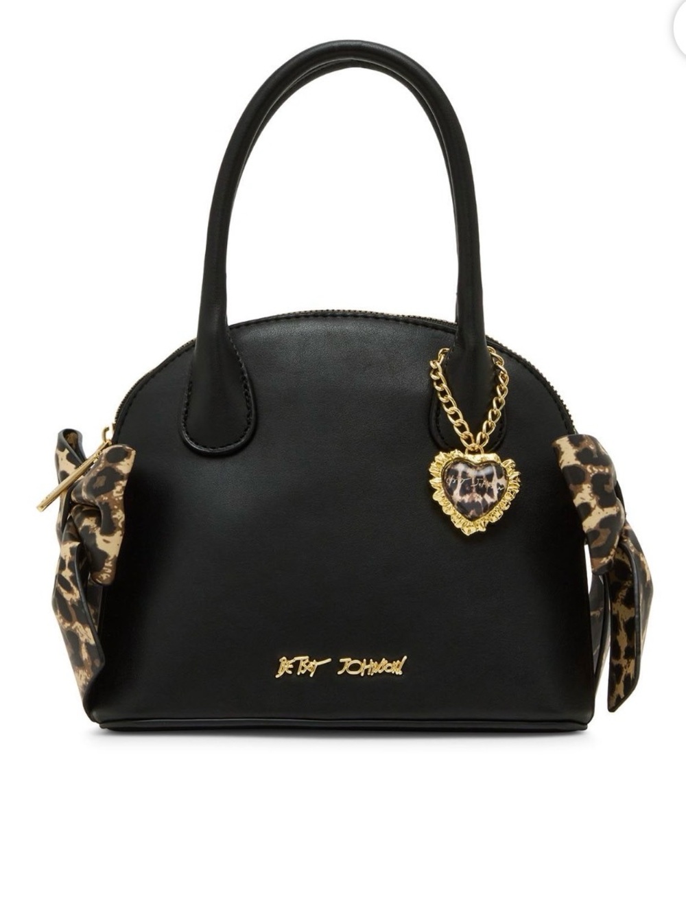Betsey Johnson Black Satchel with Leopard Details - Picture 1 of 5